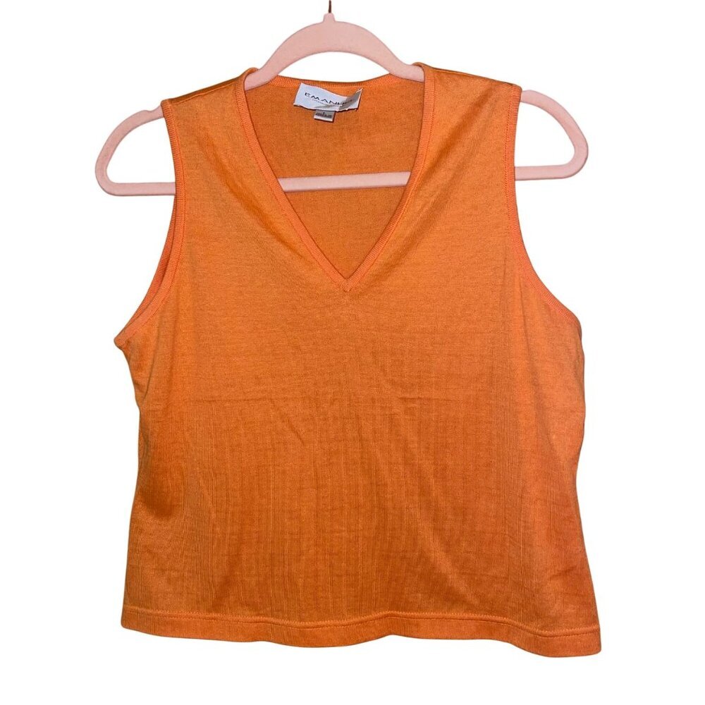 Emanuel Ungaro Womens Top Size Large Orange Sleeveless Knit Pure Cotton - Picture 6 of 7